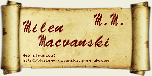 Milen Mačvanski vizit kartica